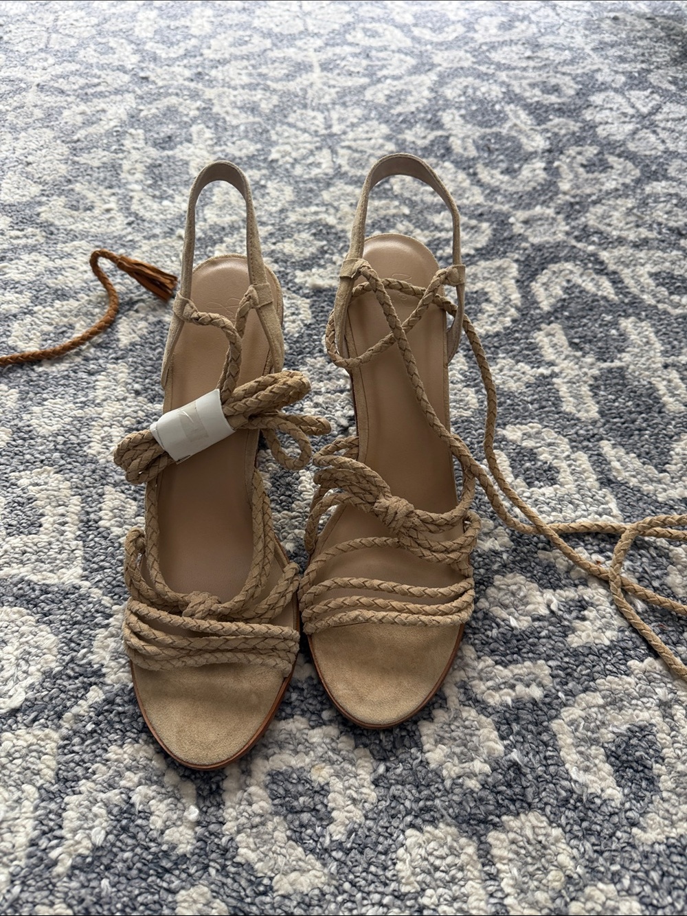 Joie Braided Lace-Up Sandals in Beige